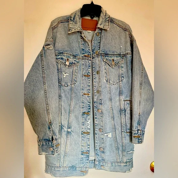 AMERICAN EAGLE Oversized Ripped Jean Jacket - Picture 1 of 4